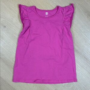 Tea Collection Fuchsia Pink Ruffle Sleeve Tee girl’s size 8